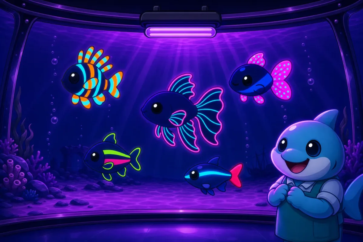 Lights Out: Neon Fish Glow Under the Blacklight